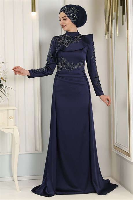  Pınar Şems - Asrın Evening Dress Navy Blue
