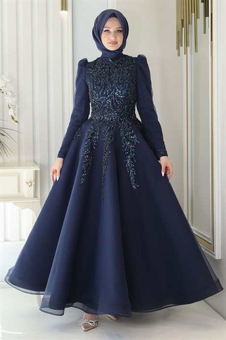  Pınar Şems - Ceylin Evening Dress Navy Blue