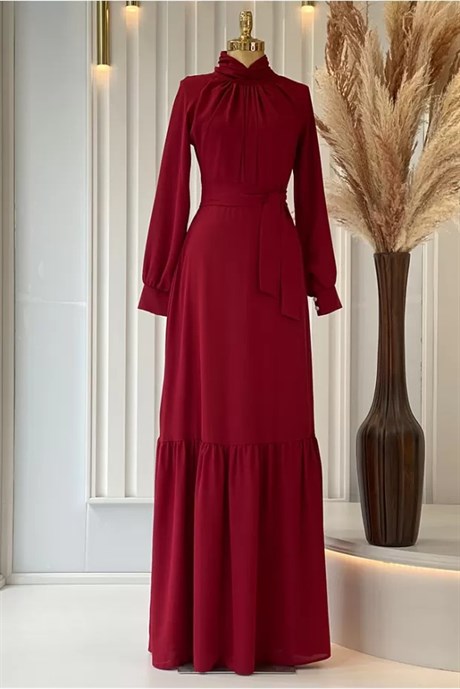  Pınar Şems - Eslem Dress Claret Red
