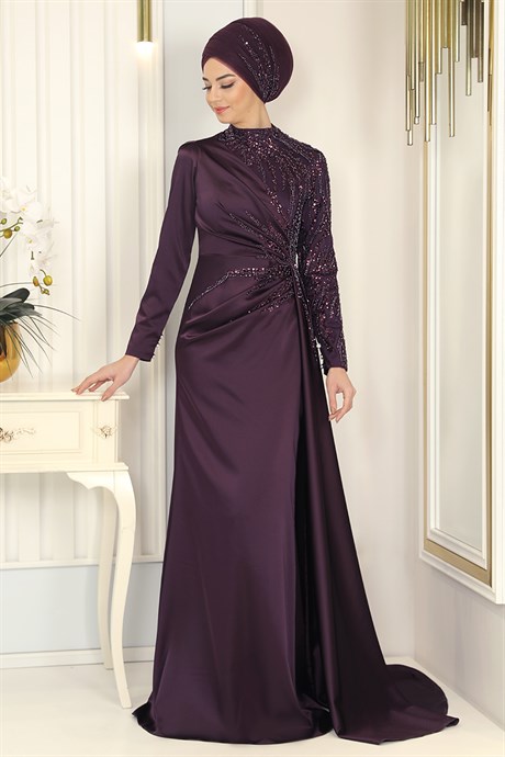  Pınar Şems - Kristal Evening Dress Purple