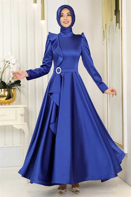  Pınar Şems -  Lalin Evening Dress Sax Blue