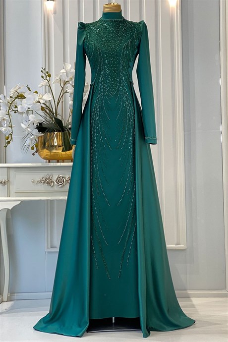  Pınar Şems - Meva Evening Dress Green
