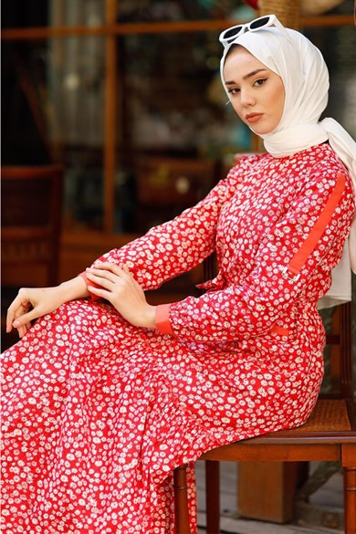 Hümeyra Arslan -Bahar Elbise Kırmızı 