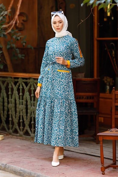 Hümeyra Arslan -Bahar Elbise Mavi 