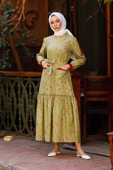 Hümeyra Arslan -Bahar Elbise Yeşil